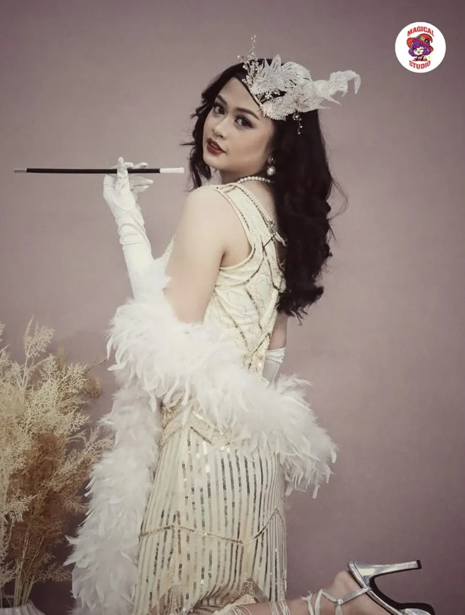 1920s Female Flapper (Beige) N01 - Image 3